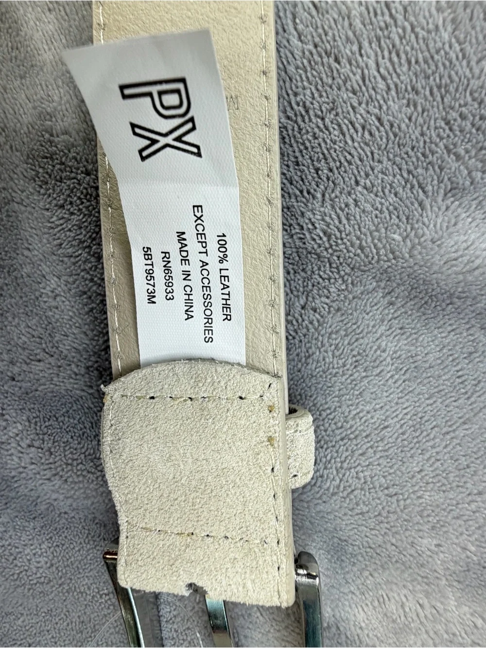 Men’s Beige Suede Belt with Silver Buckle Guest Party Fall 38